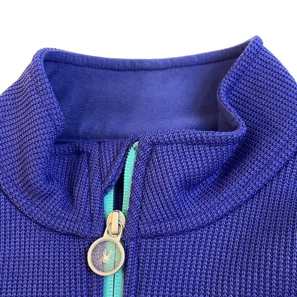 Spyder Waffle Knit Mock Neck Full Zip Jacket Purple Size XL 18 Youth - Picture 2 of 8